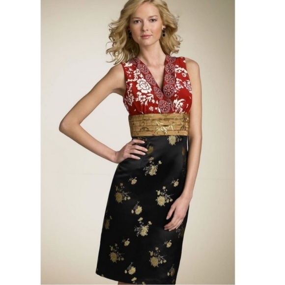 ANTHROPOLOGIE Phoebe Silk Brocade Midi Dress  Size 2 - Picture 2 of 9